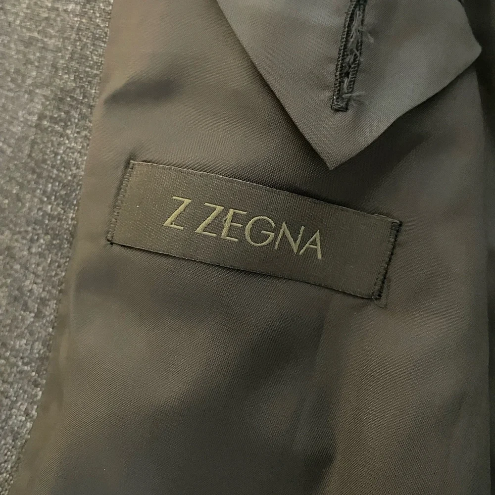 Z Zegna‎ Angora Wool-Cotton Suit Jacket in Charcoal Size 50 L US 40 L $995